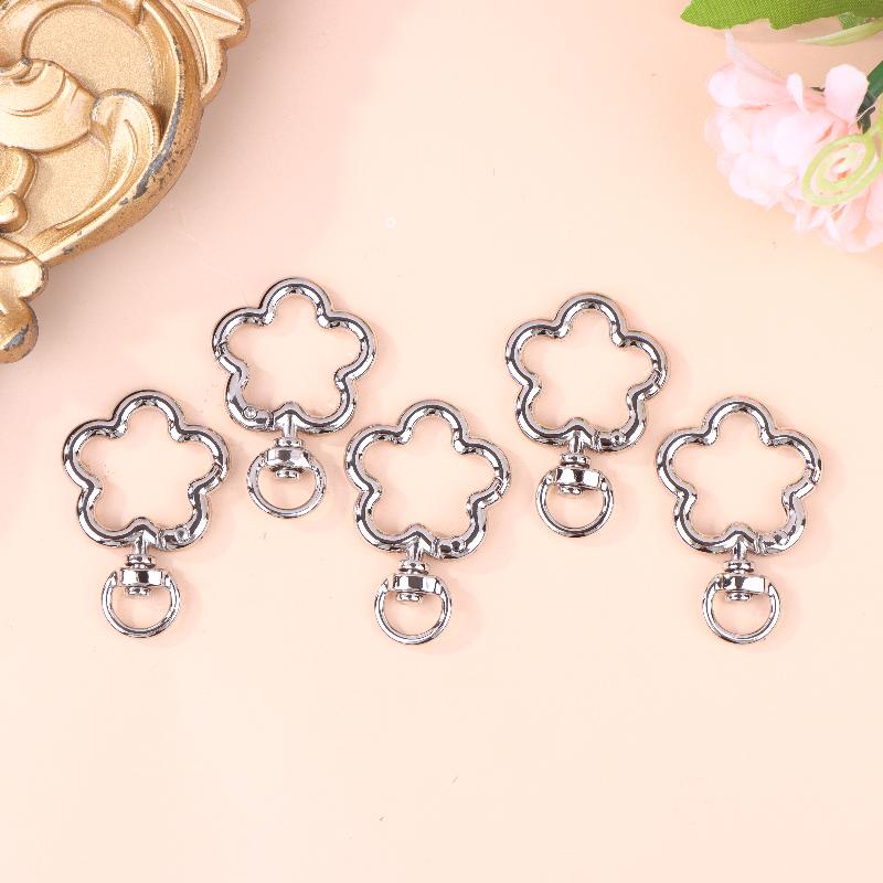 5Pcs Zinc Alloy Flower Swivel Lobster Claw Clasps Swivel Lanyards Trigger Snap Hooks Strap Connector For Diy Bag Key Chains Ring