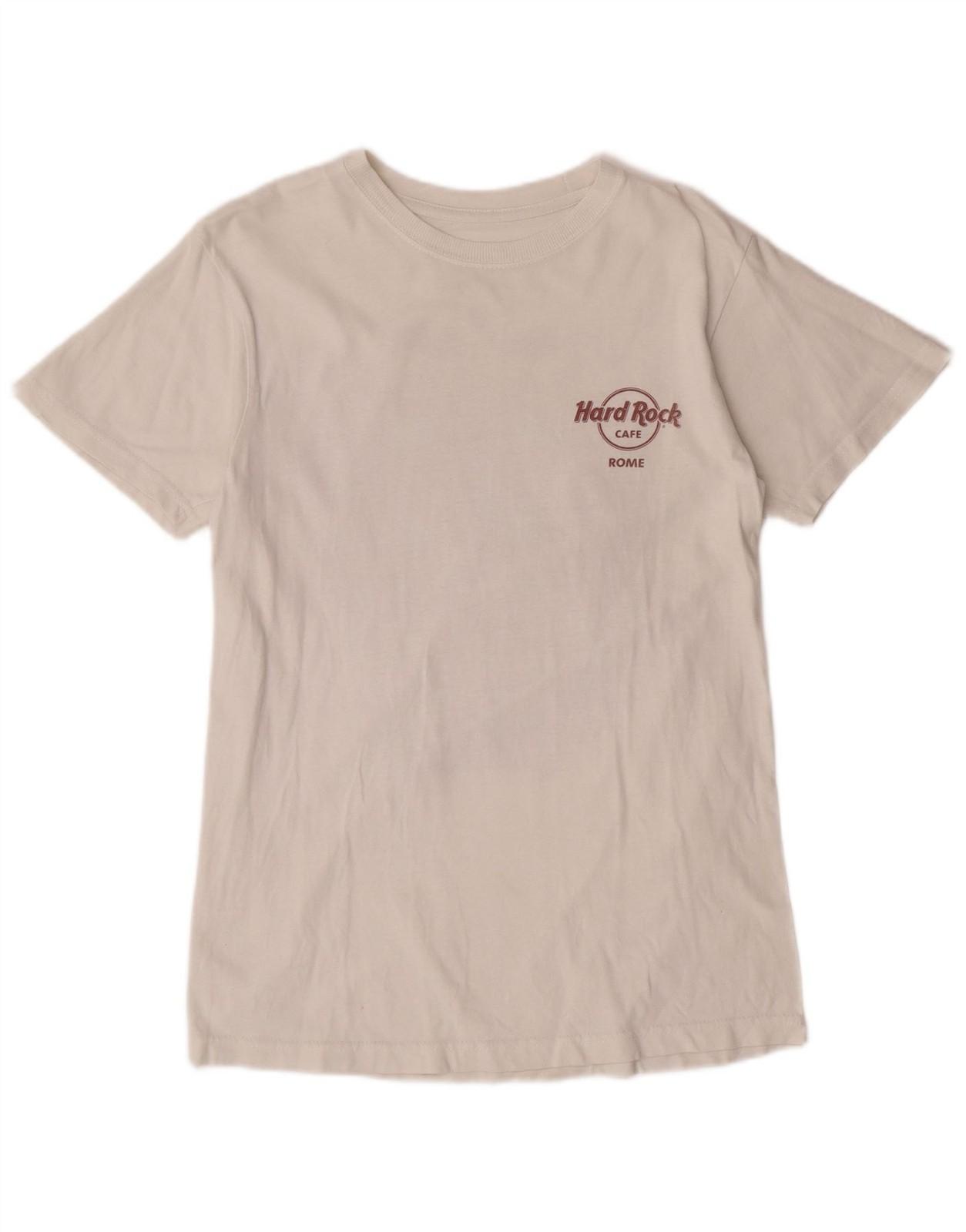 HARD ROCK CAFE Mens Rome Graphic T-Shirt Top Small White Cotton AV05 XXXXL