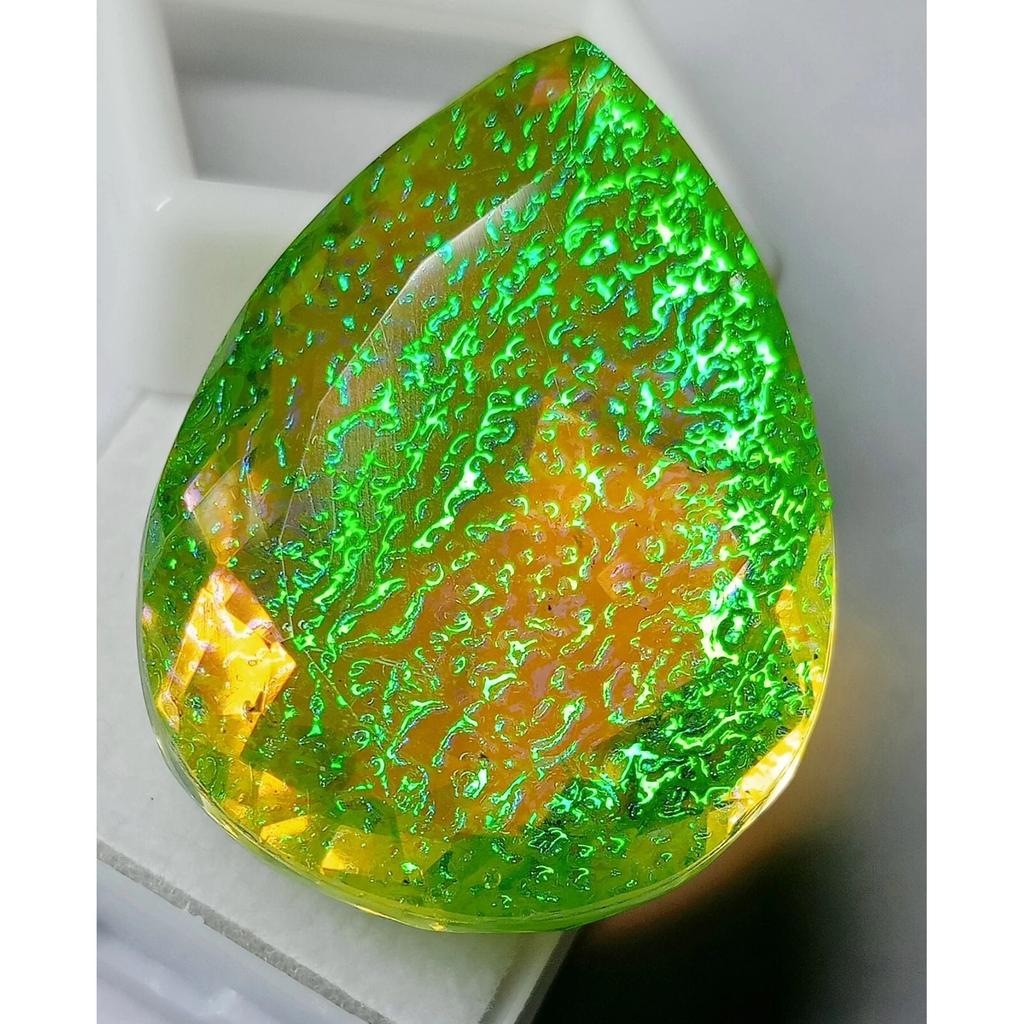 Stunning Natural Monarch Fire Opal Doublet 88.55 Ct Pear Certified Gemstone