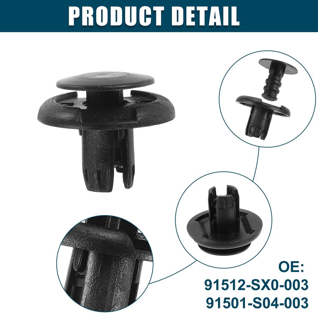 ACROPIX Ersättningsskärmkantsklämmor för Honda Accord Svart 50 st