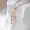 Colar Pingente Rombo Vazado Brilhante da Moda Para Mulheres Zircônia Natural Incomum Cor Ouro Rosa Joias Finas Diárias