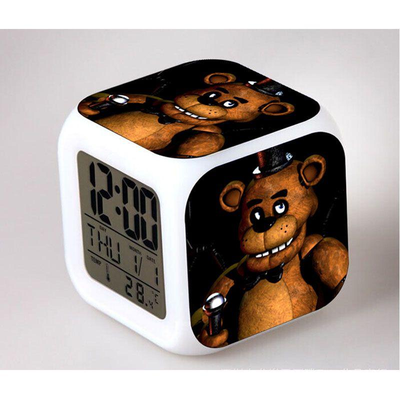 Bear Multifunction Fnaf 7color Digital Alarm Clock Led Watch Alarm Cube Clock