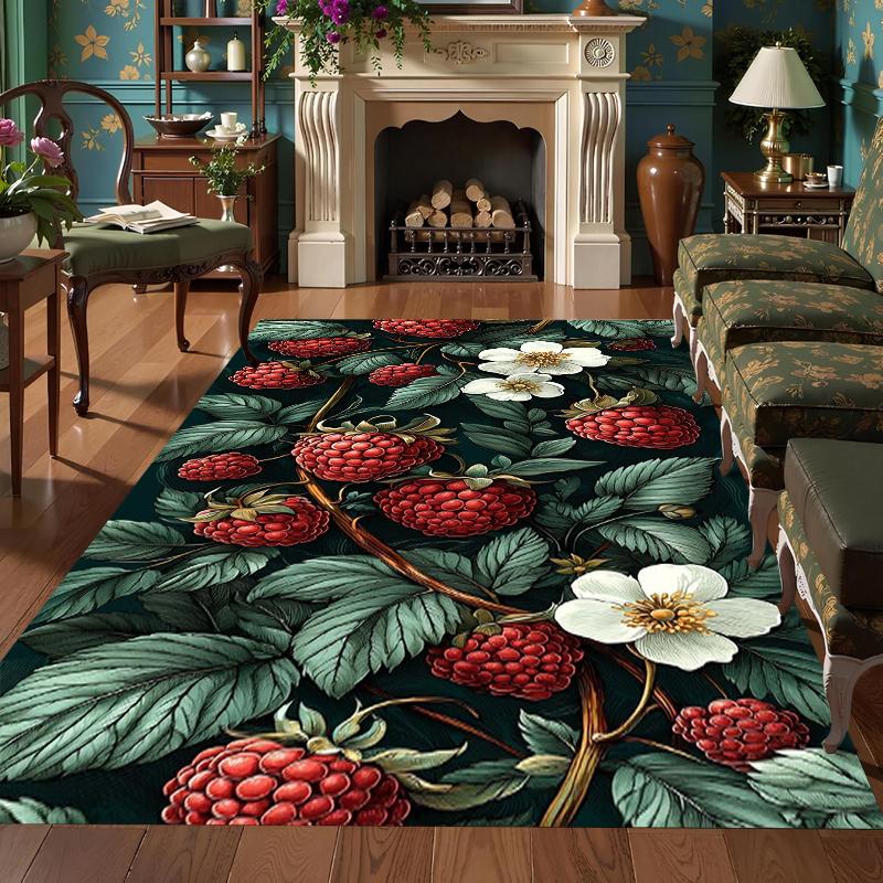 

Vintage Botanical Carpet Mat Rug Home Decoration Living Room Bedroom American Retro Berry Plant Pattern Soft Floor Covering 40X60CM