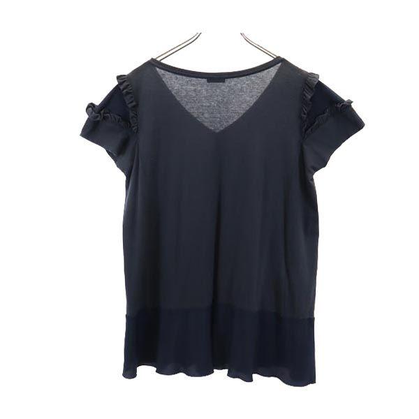 MIUMIU made in Italy Short sleeve Frill Tunic S Navy system Cut Women Used