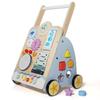 Wooden Baby Walker Stroller with Educational Learning Aid - Anti-Tip Push Car Toy for Toddlers