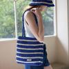 Moroccan Handmade Crochet Stripe Shoulder Bag _ Blue
