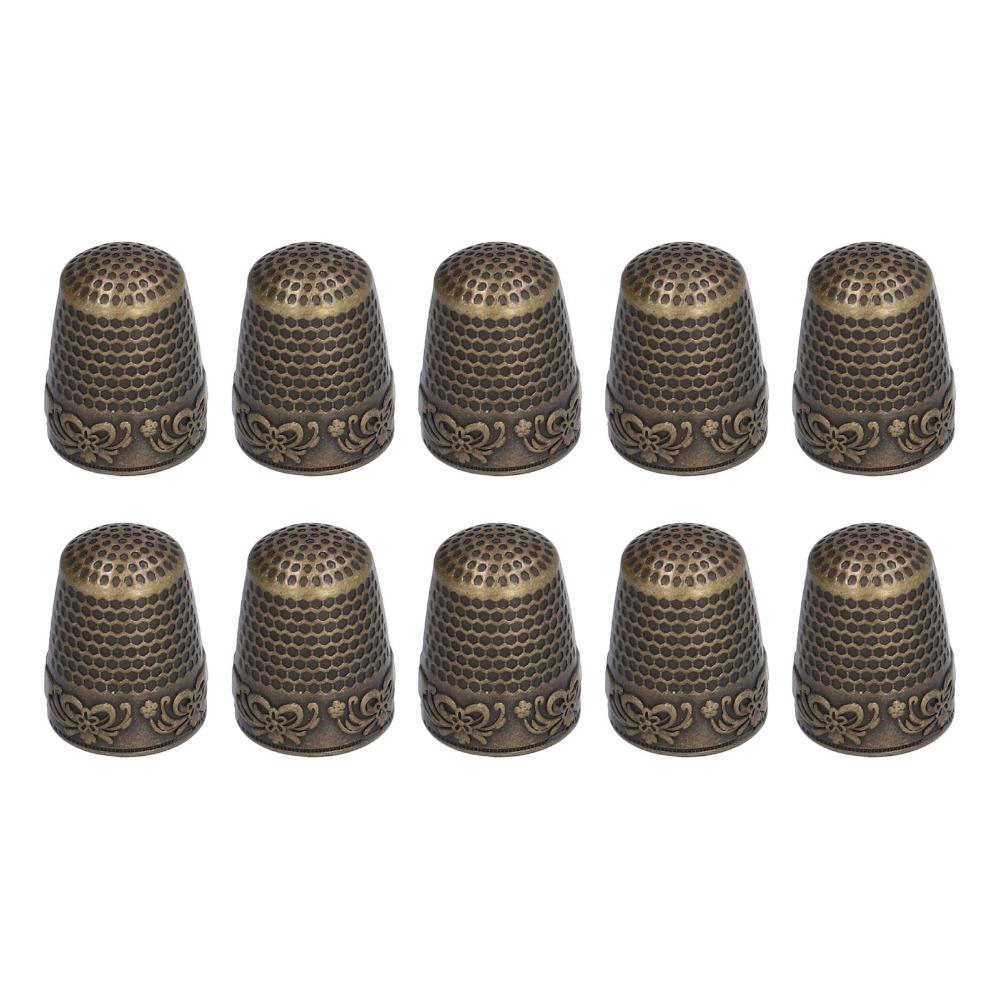 10pcs Vintage Bronze Sewing Thimbles Safe Grip Design Quilting Thimbles  For Home Use