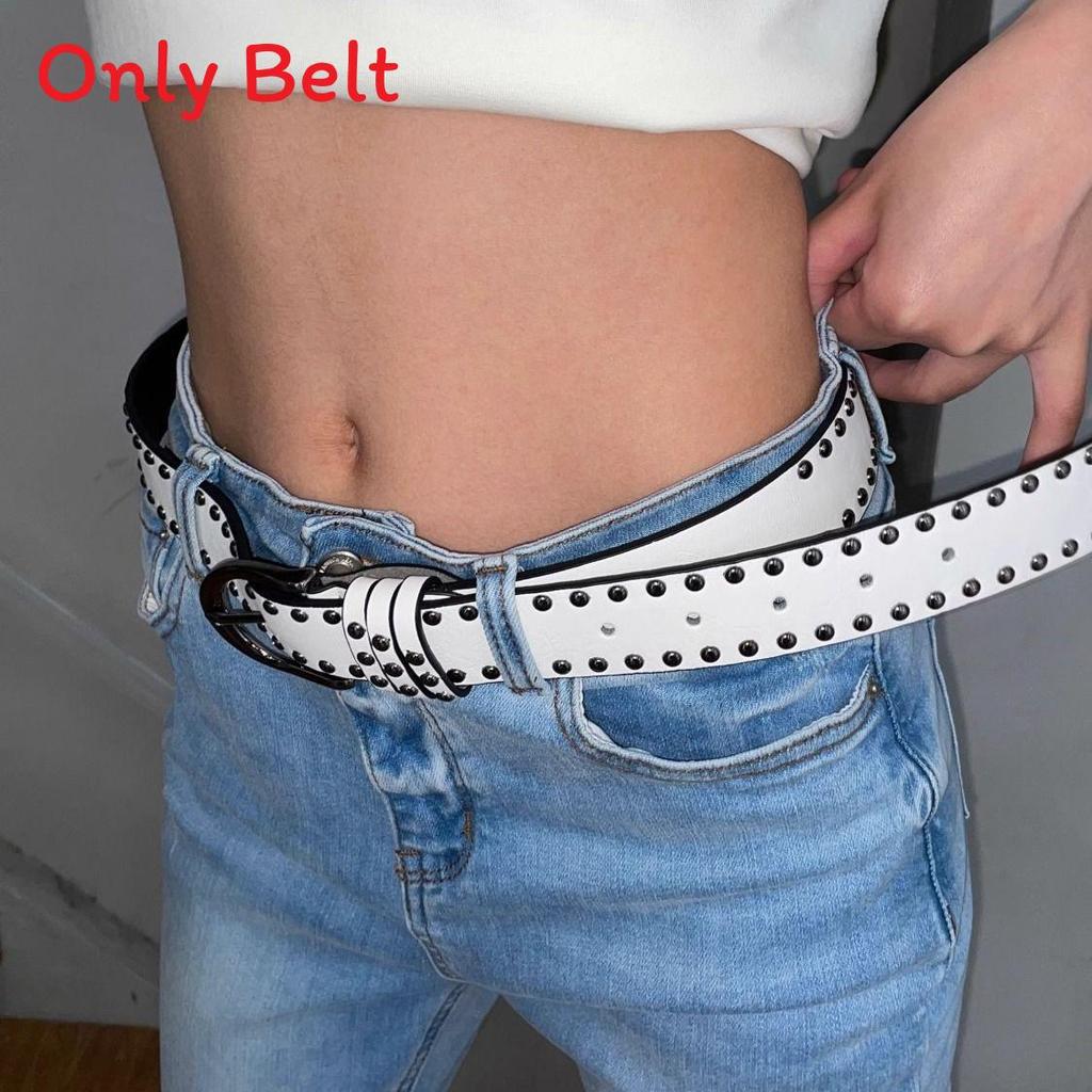 Retro Punk Womens Wide Leather Belt With Alloy Buckle For Casual And Office Wear белый