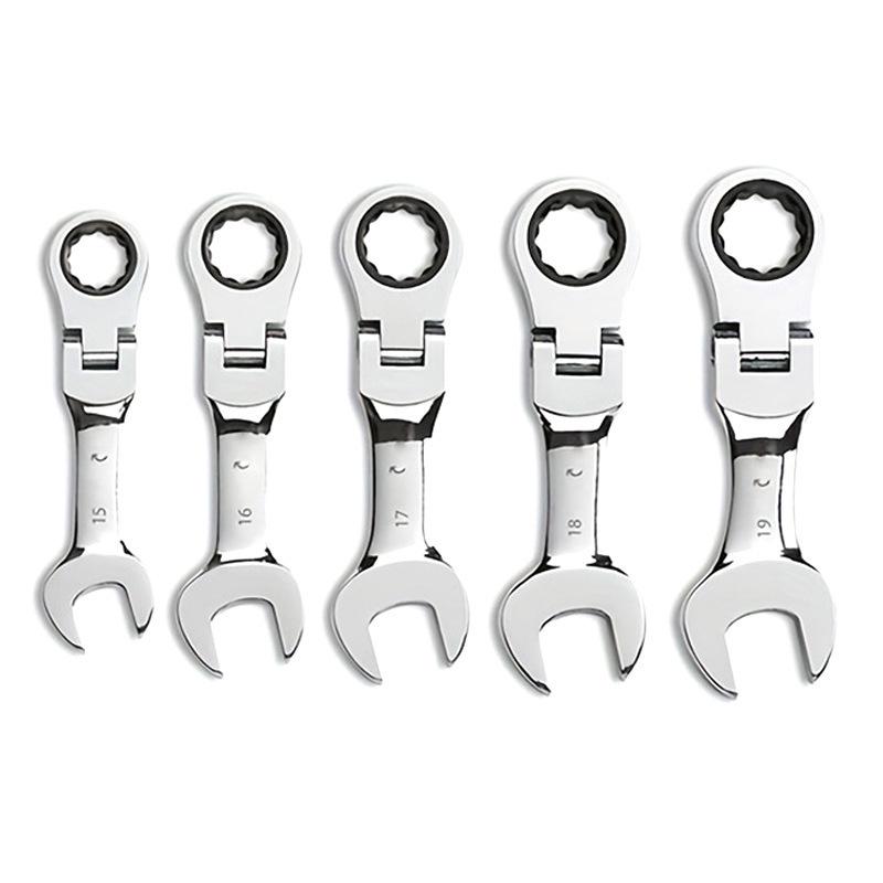 Metric Mini Dual-Use Short Handle Ratchet Wrench for Woodworking