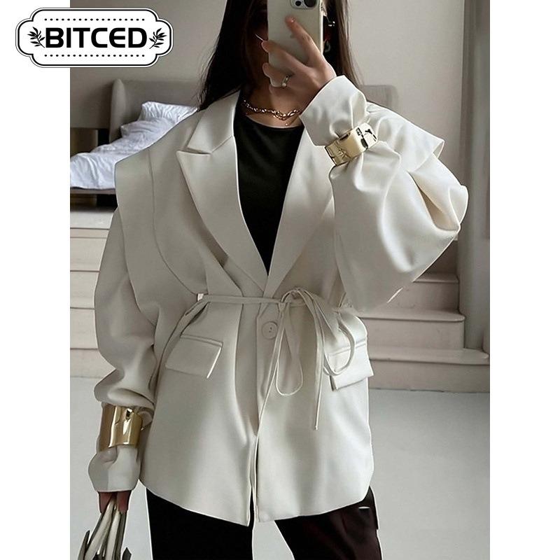 BITCED Giacca da Donna Vintage Casual Colore Unico Stampa Autunno Inverno Manica Lunga Collo Polo Design Unici & Cappotti