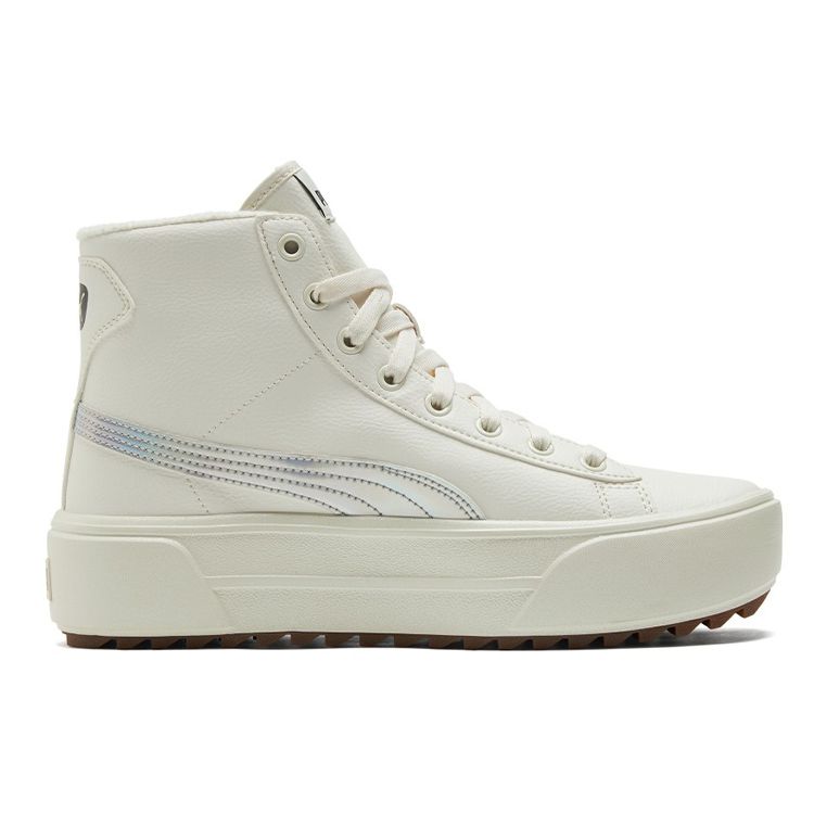 Puma Kaia Mid Fur Iridescent Dámské tenisky Krémová Šepotavě bílá Stříbrná 385377-01