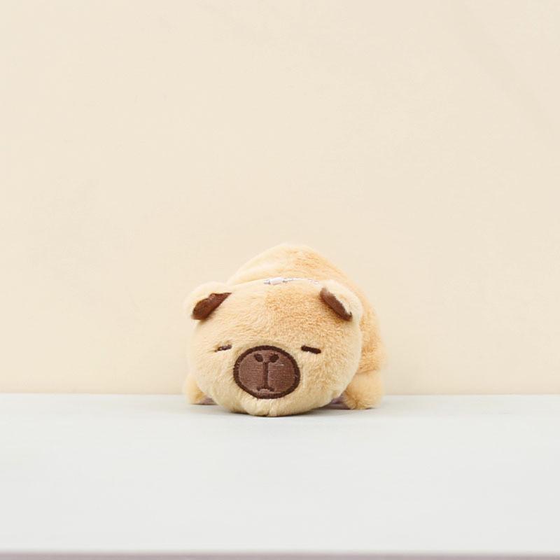 Niedliches Capybara-Plüschtier, süßer Schlüsselanhänger mit Klappmechanismus, weiches Stofftier