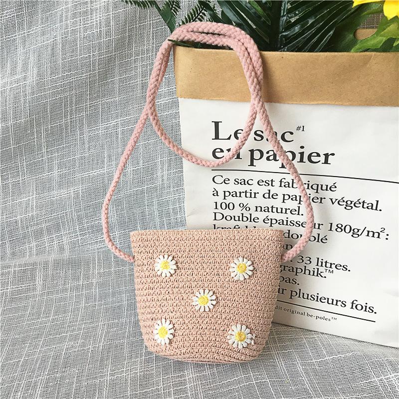

Lovely Children Summer Straw Small Crossbody Bags Set Princess Baby Girls Mini Beach Shoulder Bag Daisy Kids Purse Coin Wallet