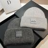 Square Expression Rabbit Fur Knitted Hat Fashionable Winter Warm Hat Couple's Ear Protection Woolen Hat