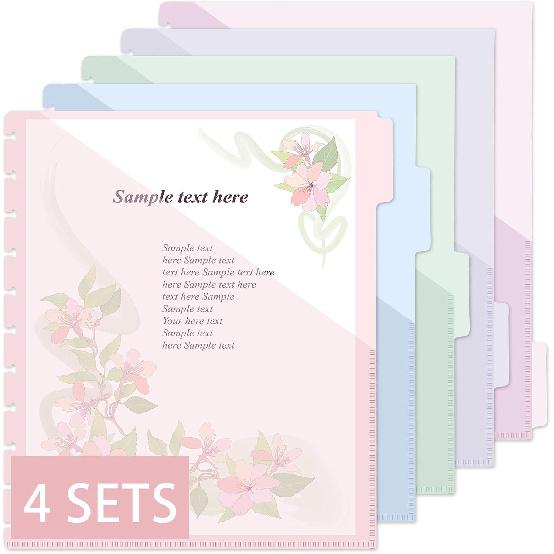 gisgfim 4set 5 Tab Discbound Pocket Dividers 8.5 x 11 with Pockets, Tabs & Colorful Plastic Dividers for Business Office(Boho)
