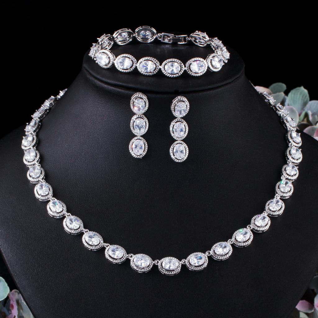 Wedding Jewelry Necklace Earrings Bracelet Three-Piece Set Wedding Jewelry