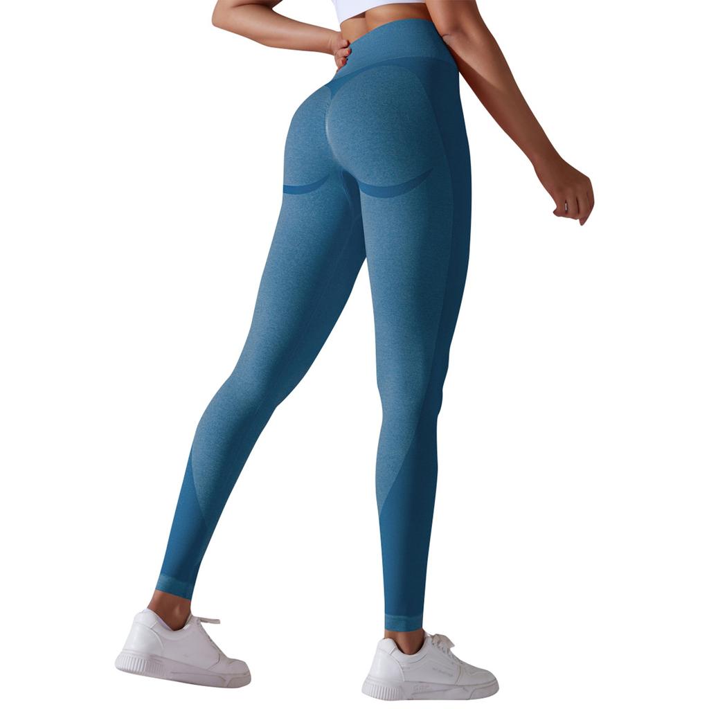 Pantaloni de damă fără cusături, tricotati, cu efect piersică la șolduri, cu talie înaltă, strâmți, pentru yoga, sport de agrement, alergare, fitness, foarte elastici, lungime nouă puncte