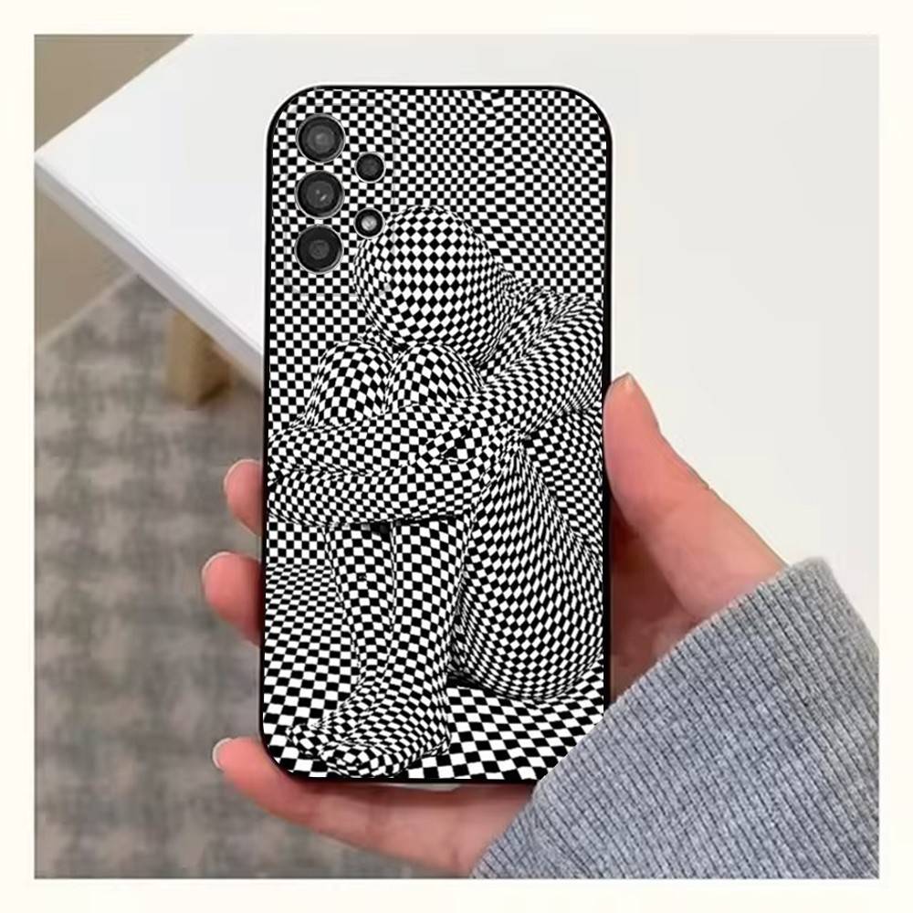Checkered Chess Board Case For Samsung S22,S21,S9,S25,S24,S23,Ultra,FE,S20,S10,Plus,Lite,Soft Silicone Black