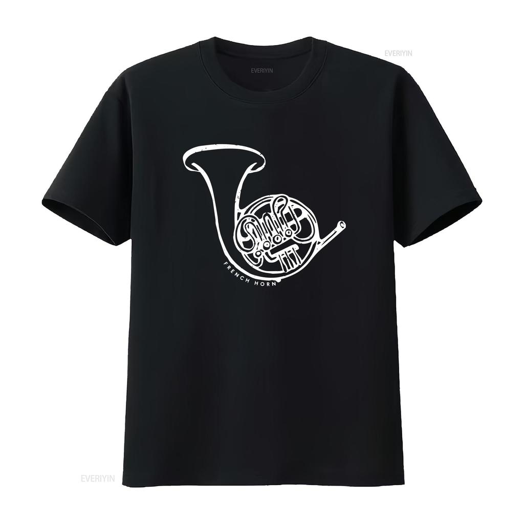 French Horn T Shirt Musician Band Music Lover Instrument Marching vintage Washed designer clothes Top For Everyday Wear Soft