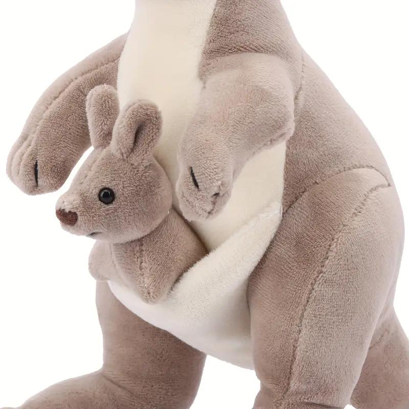 Adorable Simulation Kangaroo Plush Toys Soft Stuffed Animals Funny Mother Kangaroo and Baby Kangaroo for Kids Birthday Gifts