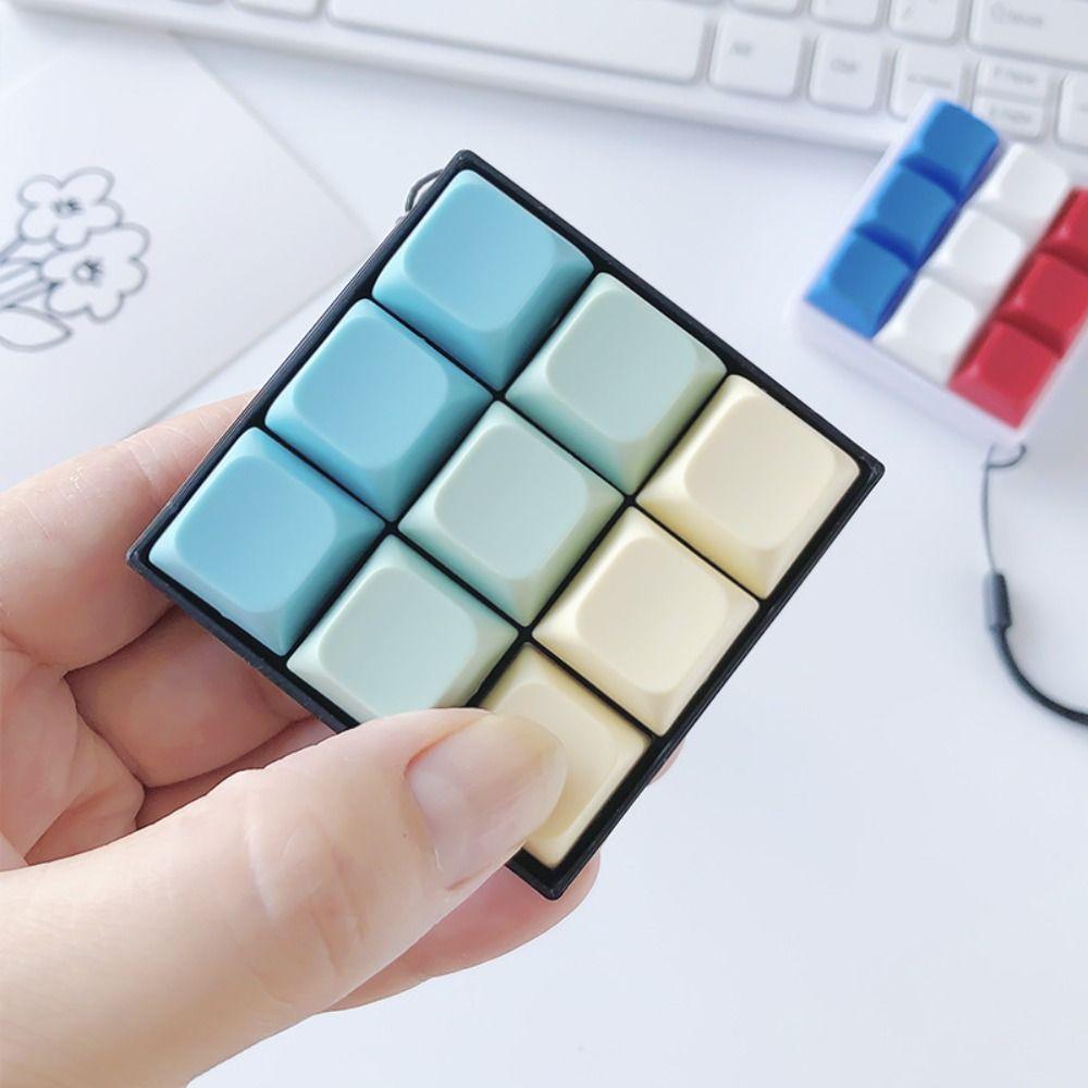 Square Keyboard Caps Toy 9-button Mechanical Keyboard Keyring Finger Toy Keyboard Keychain  Fidget