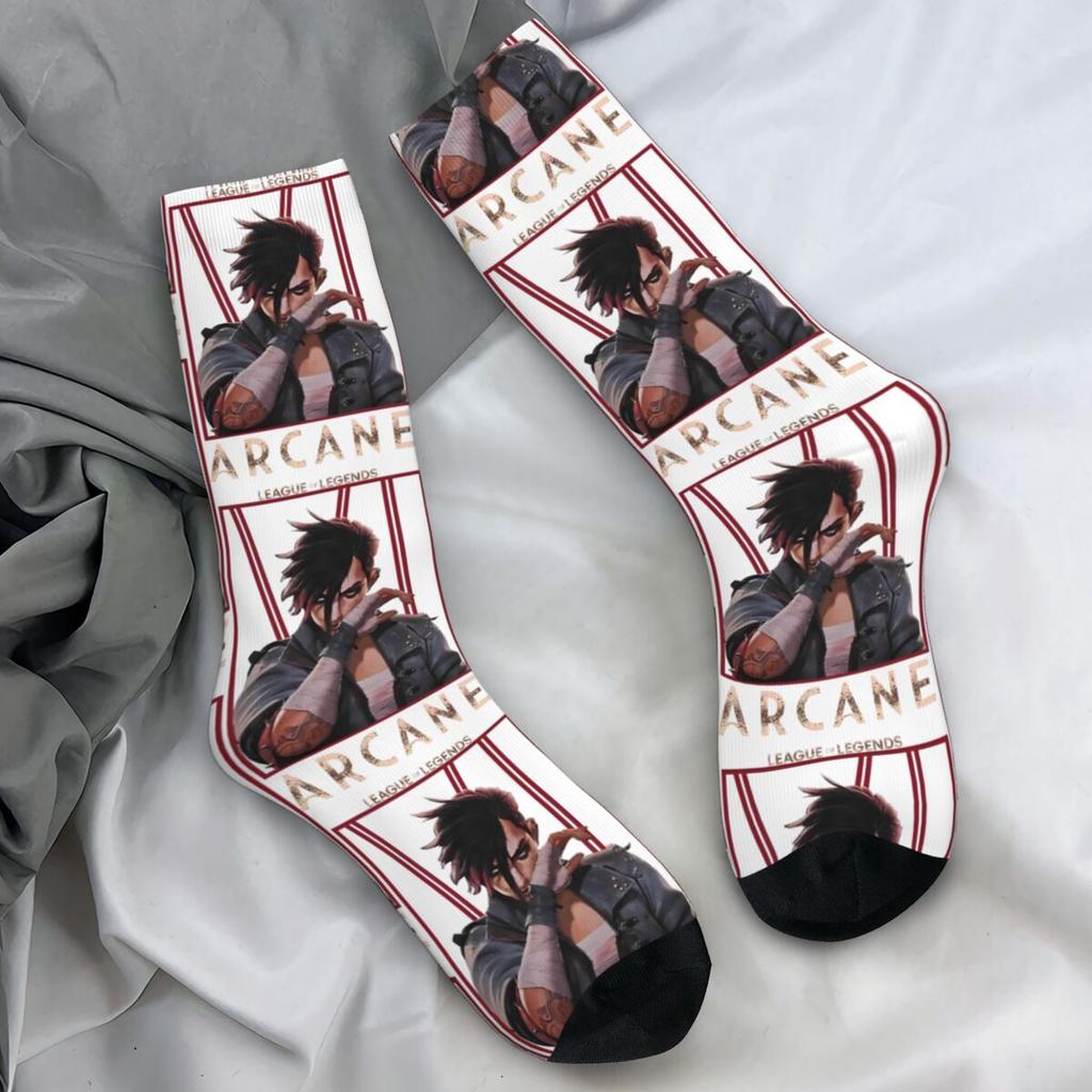 Arcane Vi Și Jinx Ciorapi Anime Bărbați Șosete Moi Respirabile Șosete Amuzante Primăvară Skateboard Antiderapante Șosete Personalizate Cadou de Ziua de Naștere