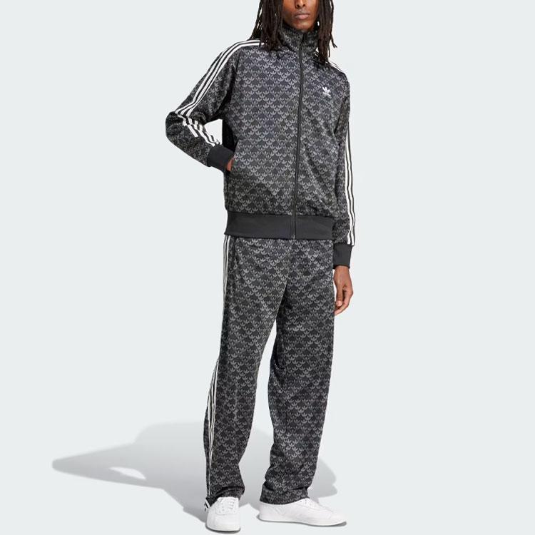 Adidas Originals Football Classic Mono Track Top With Full Print Three-Stripe Color Block Stand Collar Long Sleeve Jacket Men Tops Black IS0218