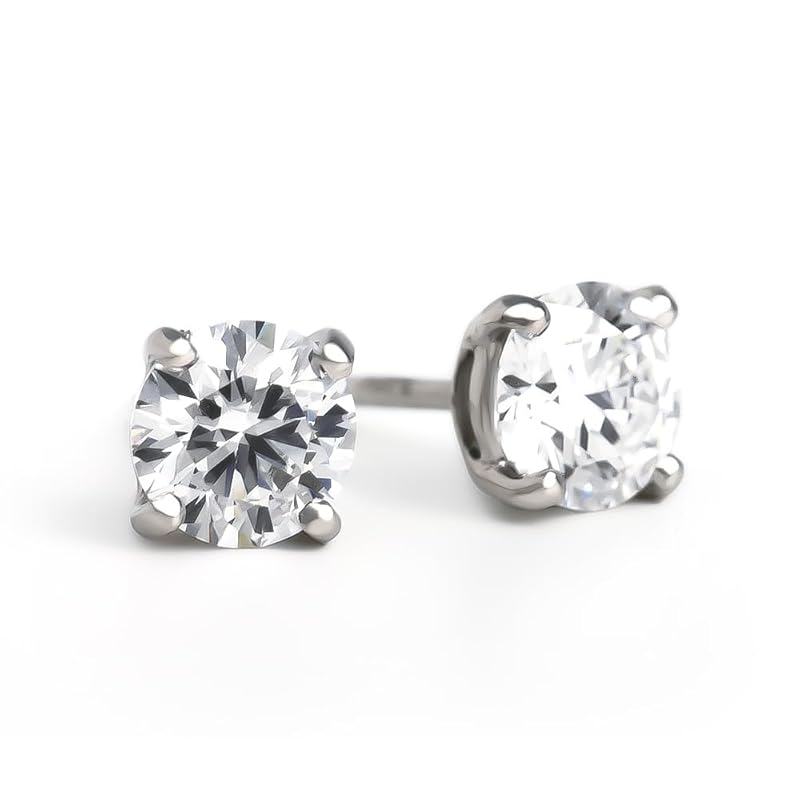

[Diamond Lab] diamond earrings ladies one grain 1.0ct stud PT900 platinum [Gift box set]