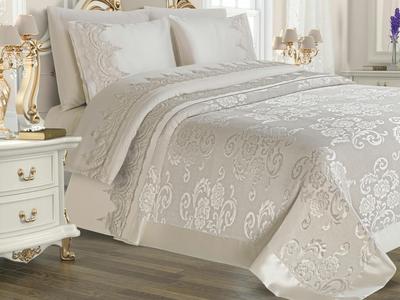 Violet Bedspread/Coverlet Set 6 Pieces - Cream
