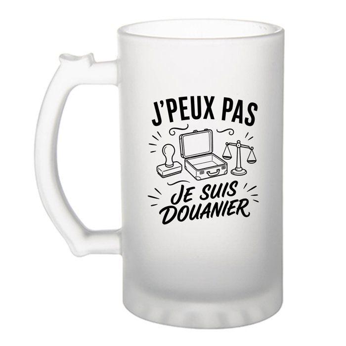 Chope - PLANETEE - J'peux pas minimaliste - Verre trempé givré - 470 ml - Anse recto-verso
