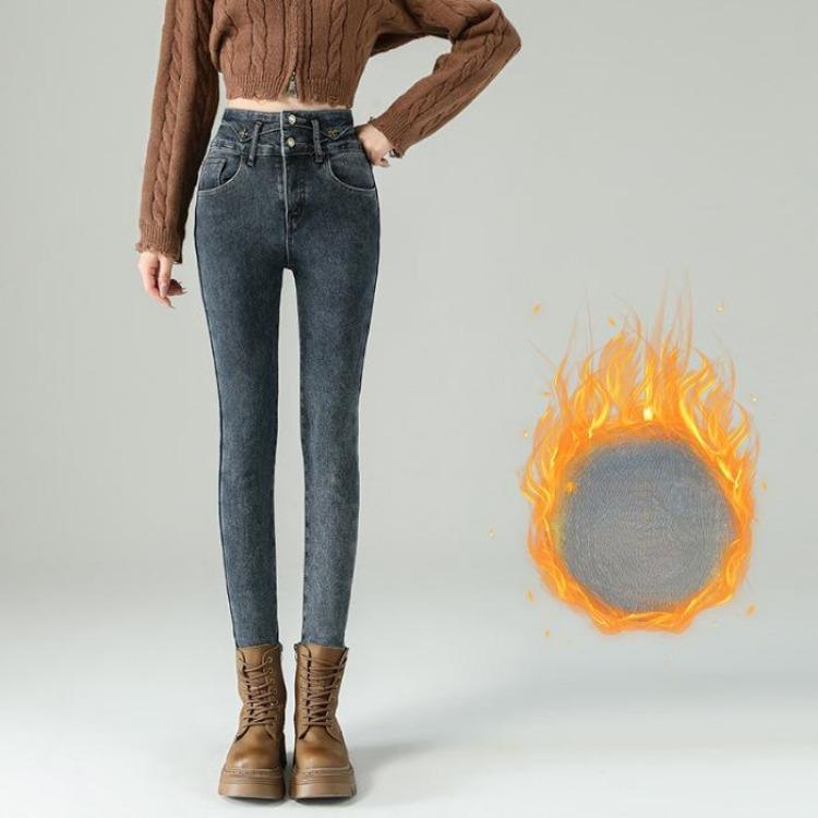 Autumn Winter Women Jeans Plus Size Velvet Stretch Pencil Pants