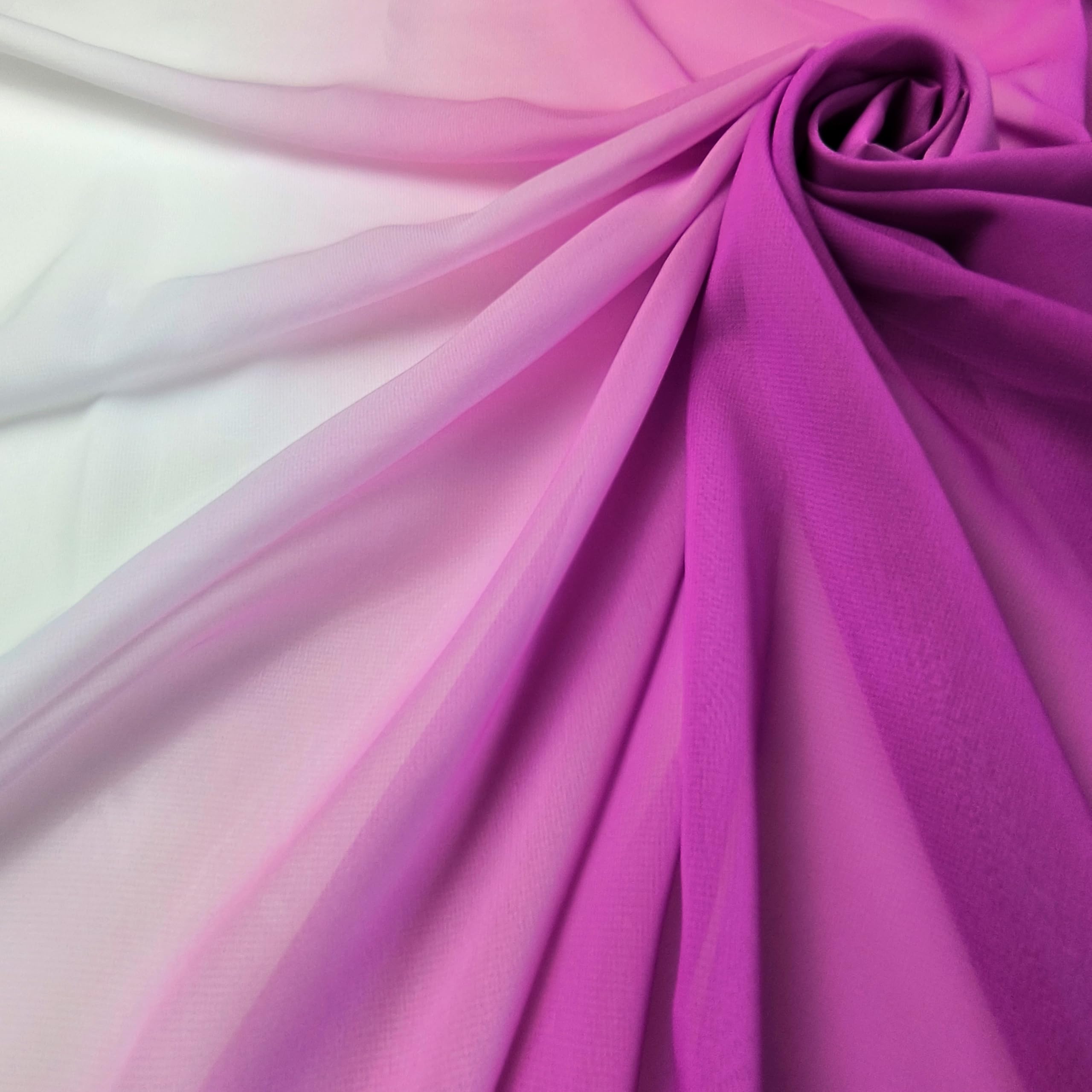 

Gradient Chiffon 140cm for Crafts x [moonfarm] Two-Color Fabric, Wide, 100D, Thin, (Purple White, 2m)