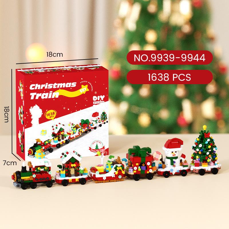 Christmas Train Micro Building Blocks Toys For Children Birthday Xmas Gifts Christmas Diamond Blocks Kids Toys Diy