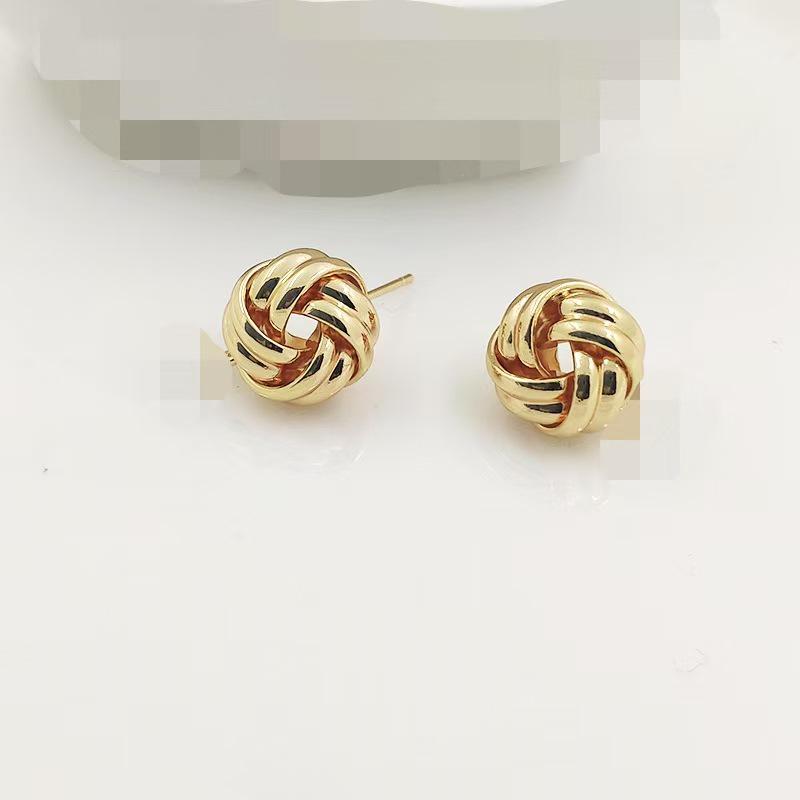 Gold-Tone Geometric Twist Earrings: Fashionable and Versatile Multi-Layer Braided Earrings for Women.
