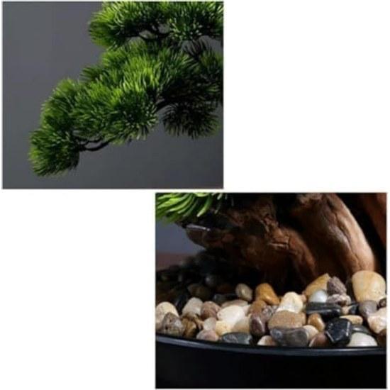 Artificial Bonsai 17 Inches Pine Tree Realistic Fake Plant Decoration Table Display Green
