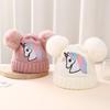 Baby Girl Hat Knit Baby Winter Hat Cute Baby Beanies for Girls Thick Warm Toddlers Double Pompoms Cap for 1-4 Yeas Old