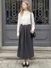 Stay With Me Pin Stripe Waist Pleated Skirt_Charcoal Grey
