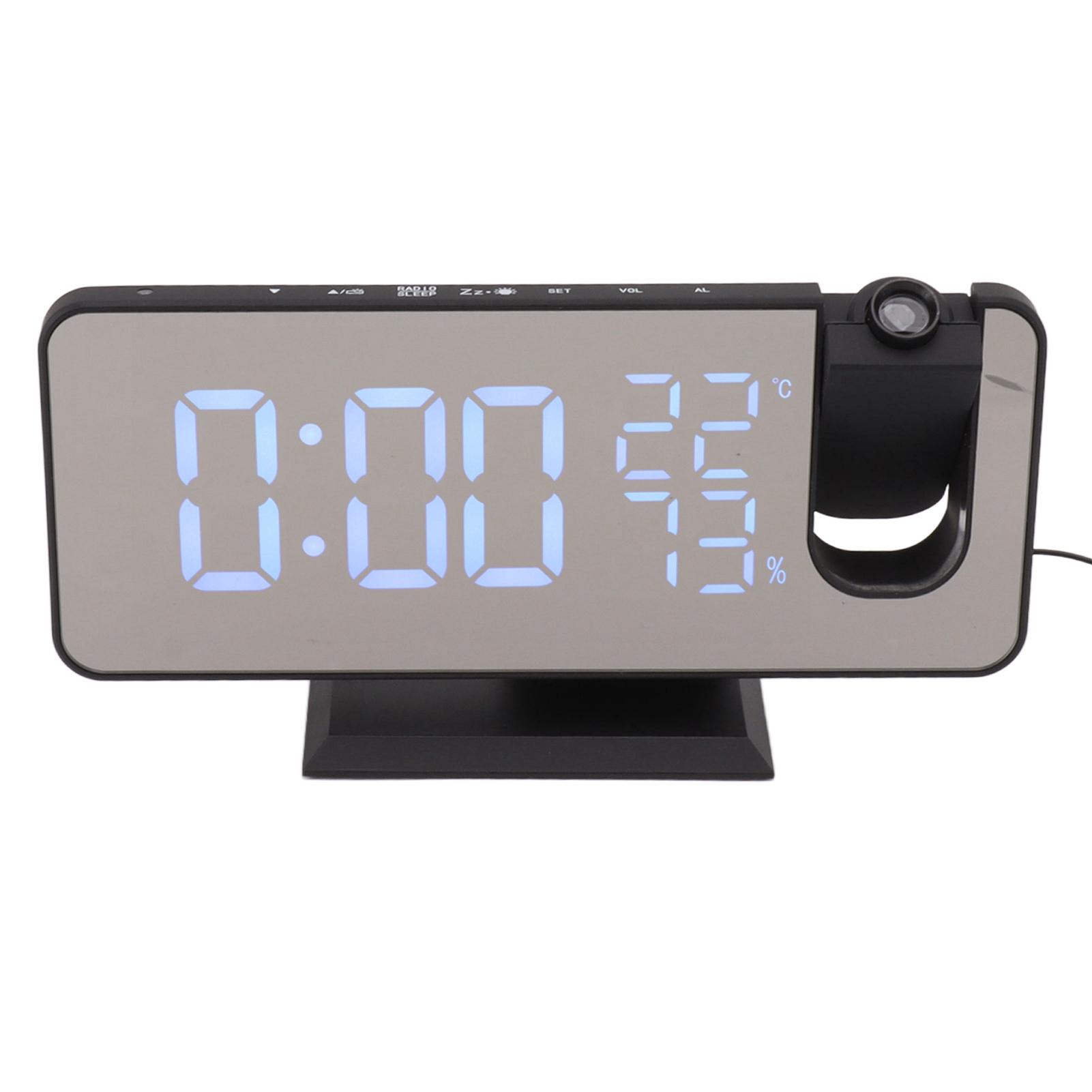 

FM Radio LED Digital Smart Alarm Clock LED Digital Projection Alarm Clock for Bedroom Bedside Blue Letters