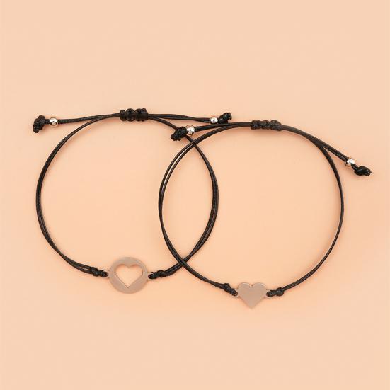 1 Pair Mother Daughter Bracelet Adjustable Woven Rope Casual Geometric All-match Decoration Back To School Gifts Hollow Love Heart Mommy Card Jewelry