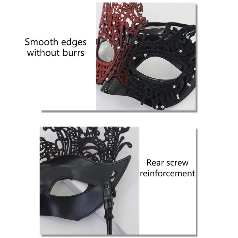 Masque de Mascarade pour Femmes avec Bâton Amovible Masque de Mardi Gras Masque de Fête Vénitien Accessoire de Costume Cosplay Halloween
