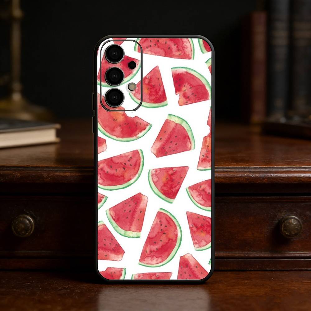 Watermelon Art Phone Case For Samsung S25,S24,S21,S22,S23,S30,Ultra,S20,Plus,Fe,Lite Black Shell