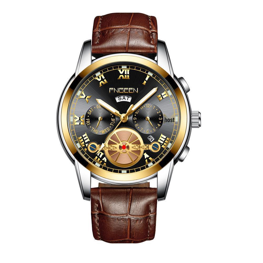 Orologio da uomo FenZun con Tourbillon Volante Nero e Cinturino in Acciaio con Diamanti Neri