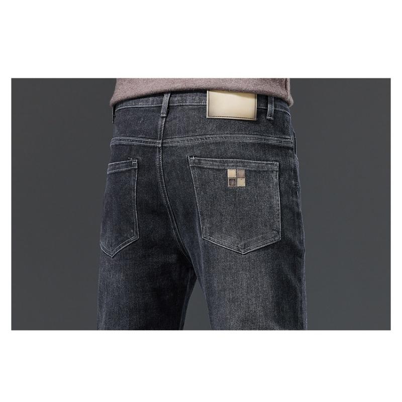 Plus Size Autumn Jeans Long Pants Blue Men Stylish Elastic Loose Vintage Soft Casual High Waist Basic Fashion Harem Men Trousers