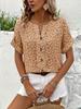 2025 Elegant Floral Button Short Sleeve Pullover T-shirt