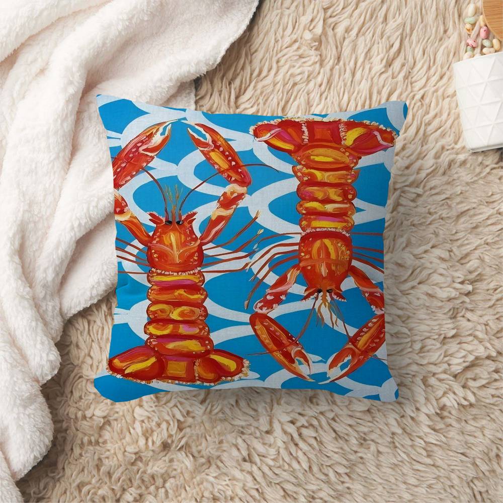 Colorful Sardine Lobster Fish Office Cushion Pillowcase Car Cushion CoverXCM Lumbar Pillowcase Sofa Pillowcover 30x30 cm