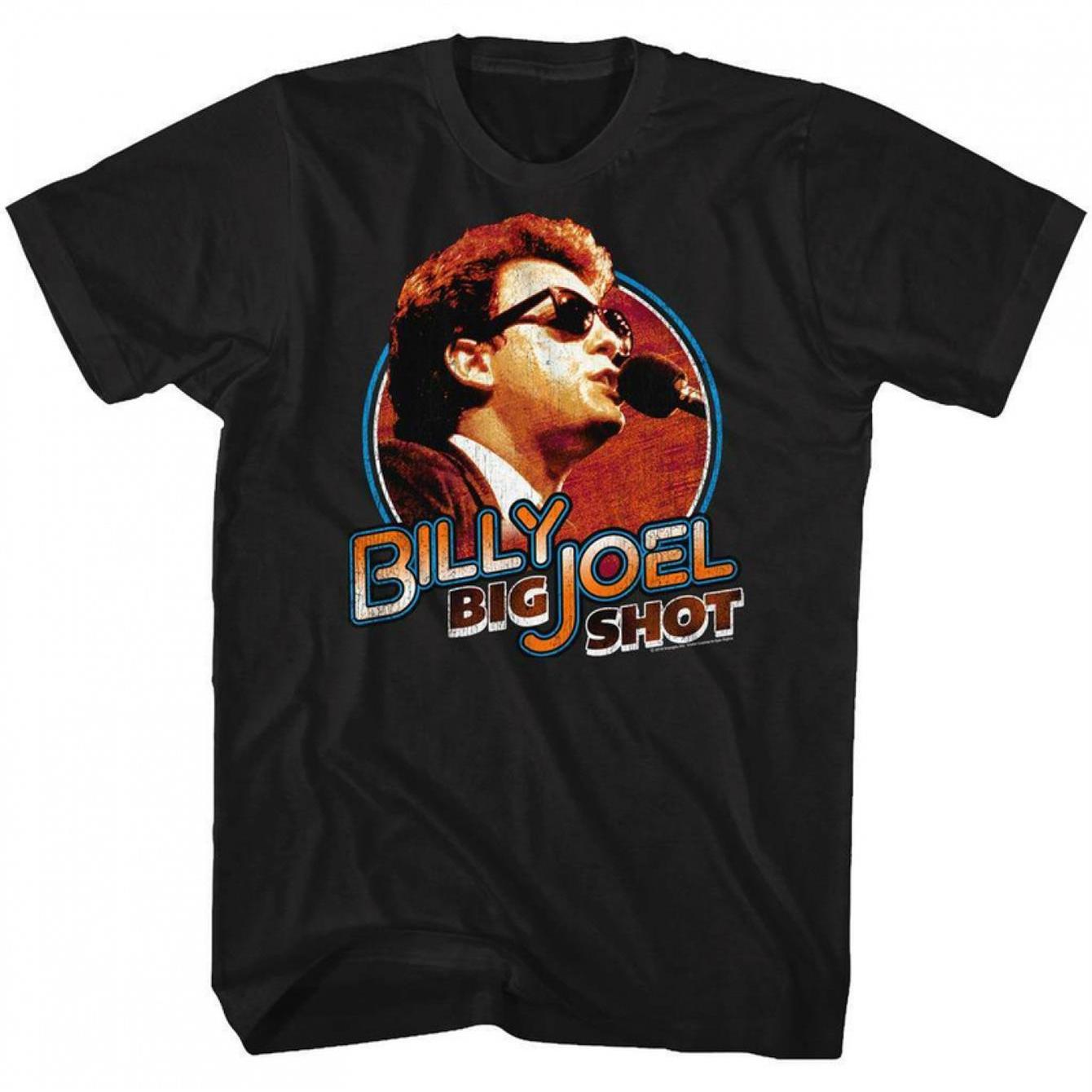 Men s Billy Joel Big Shot T-Shirt Cotton Retro Music Theme Printed Piano and Singer Image Casual Crew Neck Short Sleeve Shirt S