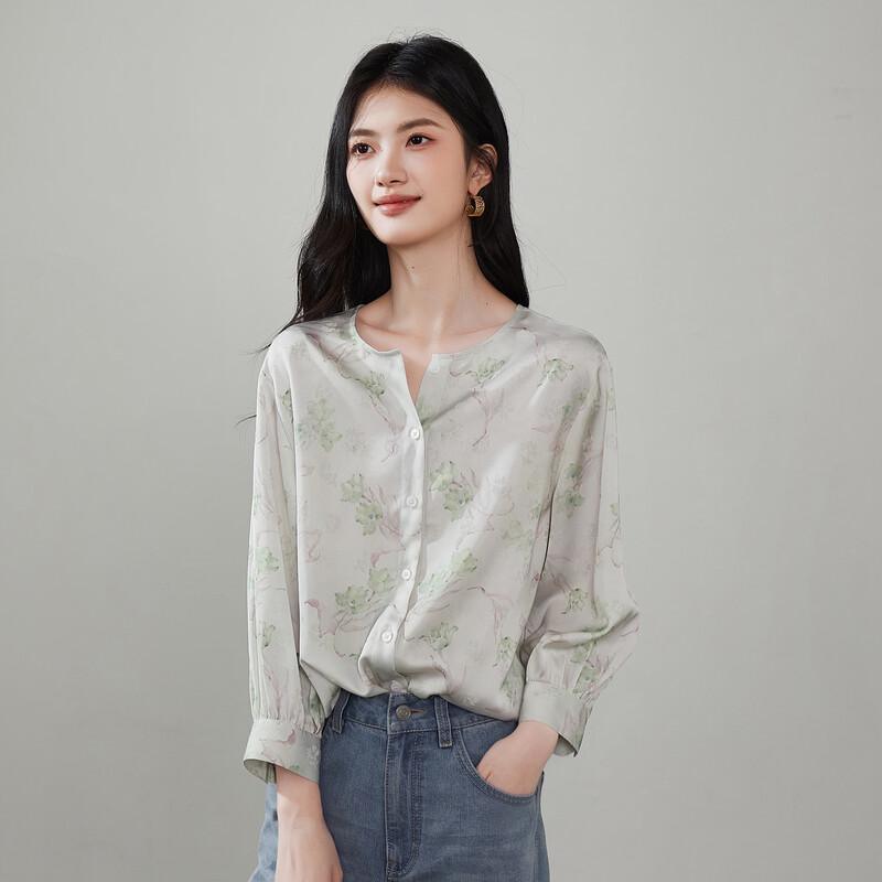 SOFSIL Women's French Pastoral Printed Long-Sleeve Shirt