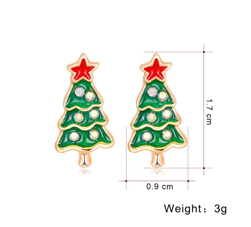 Christmas Tree Ear Studs Fashionable Lady Alloy Earrings Crystal Inlaid Jewelry Ornaments