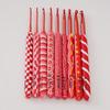 Knitting Tools, Sweater Needles, Chinese Style Long Red Soft Pottery Clay Handle Aluminum Crochet, a Set of 9 OPP Bags