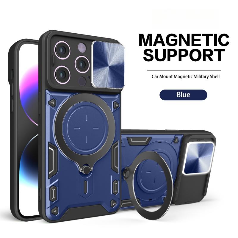 Luxury Shockproof Case For iPhone 16 15 14 13 Pro Max Plus Slide Lens Protector Multi Function Hard Armor Case Funda